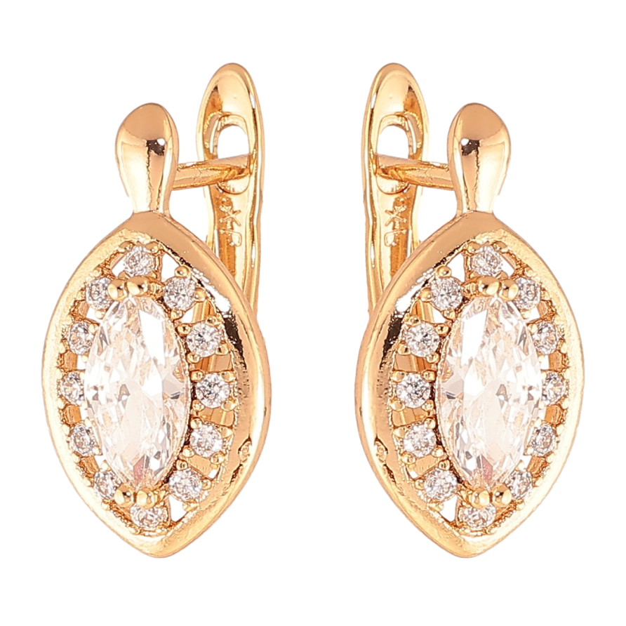 Сережки Xuping колір Позолота 18K англійський замок "Кристали в обрамленні" фото №1