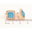 Серьги Xuping цвет Позолота 18K английский замок "Голубые кристаллы в обрамлении" фото №2