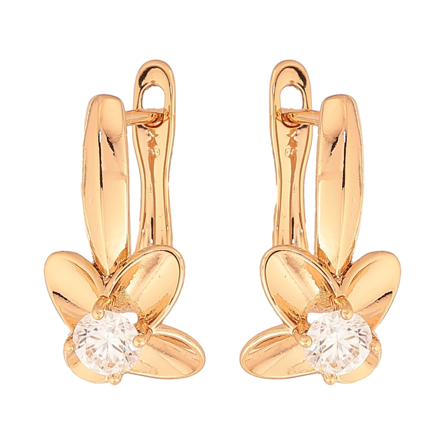 Серьги Xuping цвет Позолота 18K английский замок "Цветочки с кристаллами" фото №1