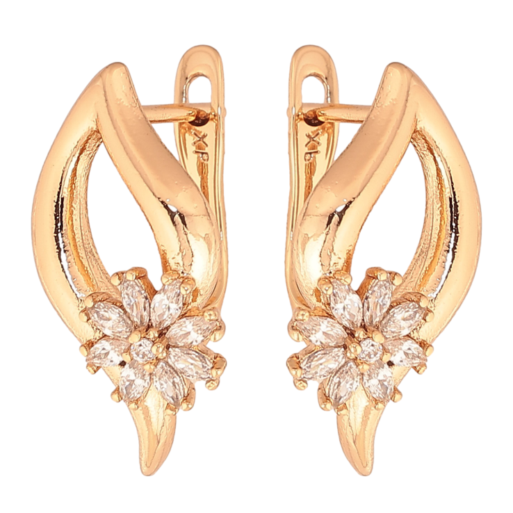 Сережки Xuping колір Позолота 18К англійський замок "Візерунок з кристальними квіточками" фото №15 Сережки Xuping колір Позолота 18К англійський замок "Візерунок з кристальними квіточками" фото №15