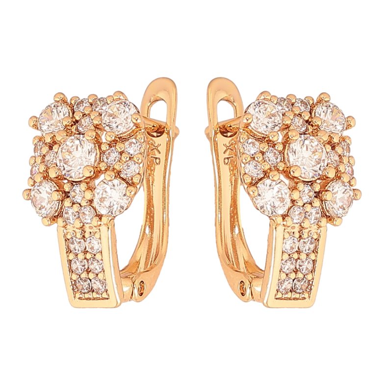 Серьги Xuping цвет Позолота 18K английский замок "Инкрустация кристаллами" фото №1