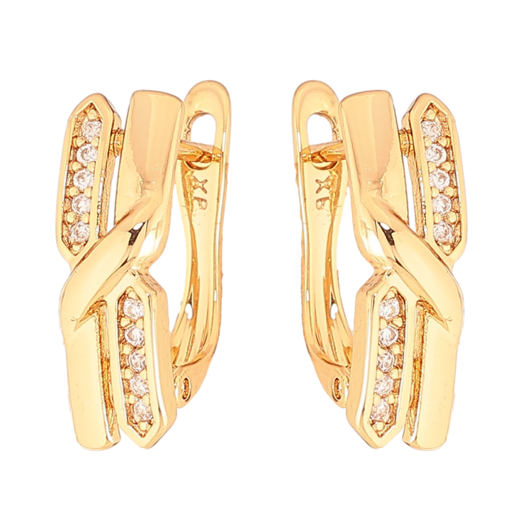 Серьги Xuping цвет Позолота 18K английский замок "Узор с кристаллами" фото №4