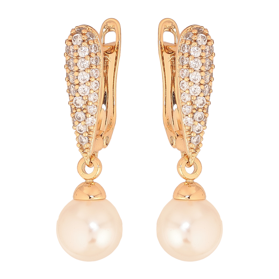 Сережки Xuping колір Позолота 18К англійський замок "Перлинні підвіски" фото №1