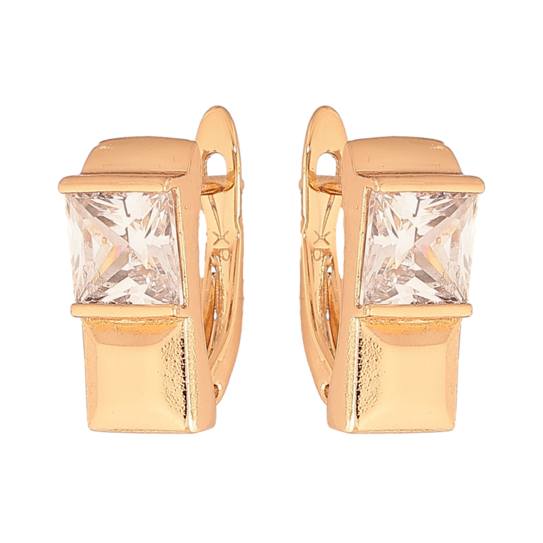 Серьги Xuping цвет Позолота 18К английский замок "Узор с кристаллом" фото №1 Серьги Xuping цвет Позолота 18К английский замок "Узор с кристаллом" фото №1