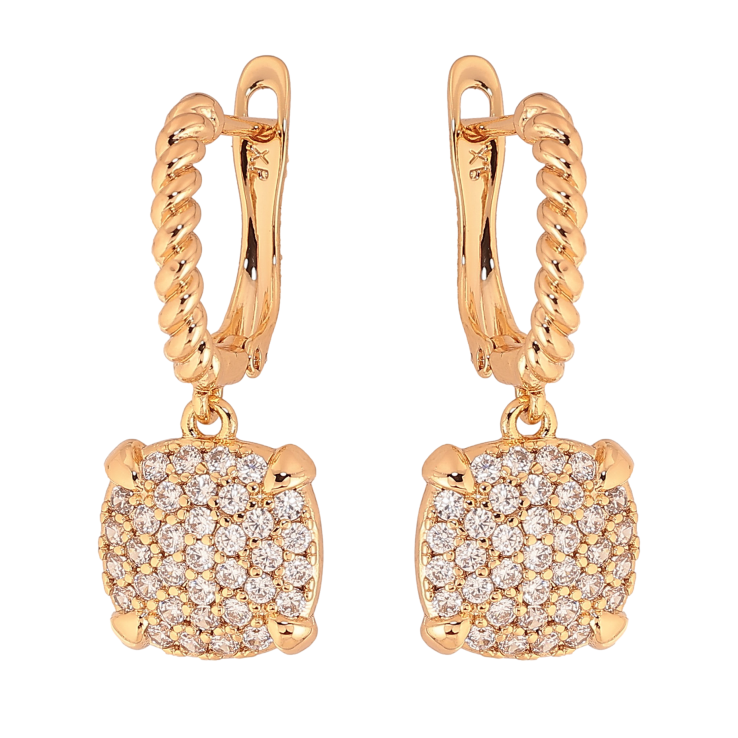 Сережки Xuping колір Позолота 18К англійський замок "Інкрустація кристалами" фото №2 Сережки Xuping колір Позолота 18К англійський замок "Інкрустація кристалами" фото №2