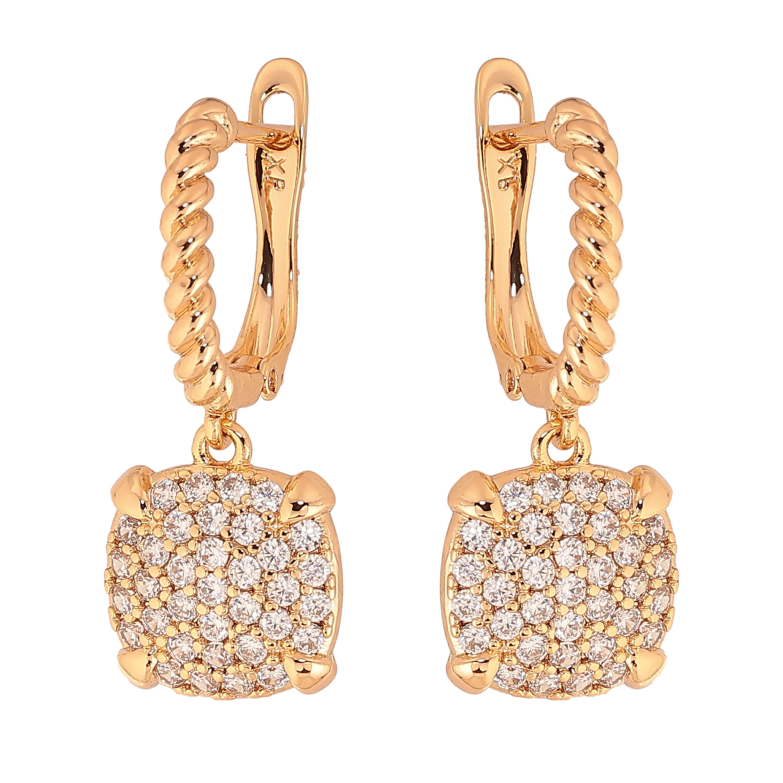 Серьги Xuping цвет Позолота 18К английский замок "Инкрустация кристаллами" фото №1 Серьги Xuping цвет Позолота 18К английский замок "Инкрустация кристаллами" фото №1