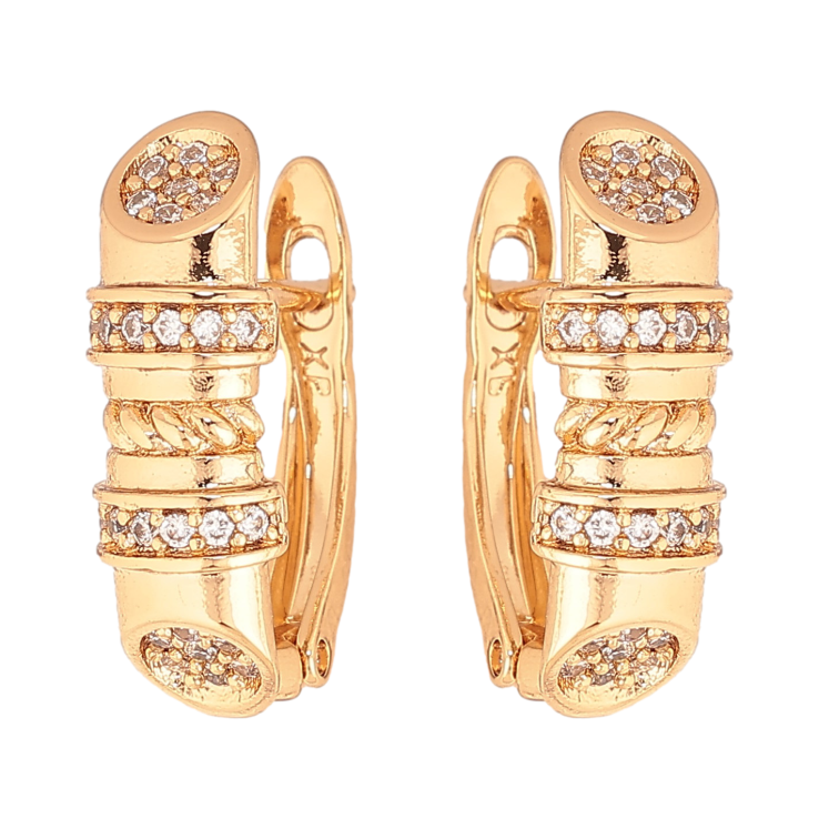 Сережки Xuping колір Позолота 18K англійський замок "Візерунок з кристалами" фото №5