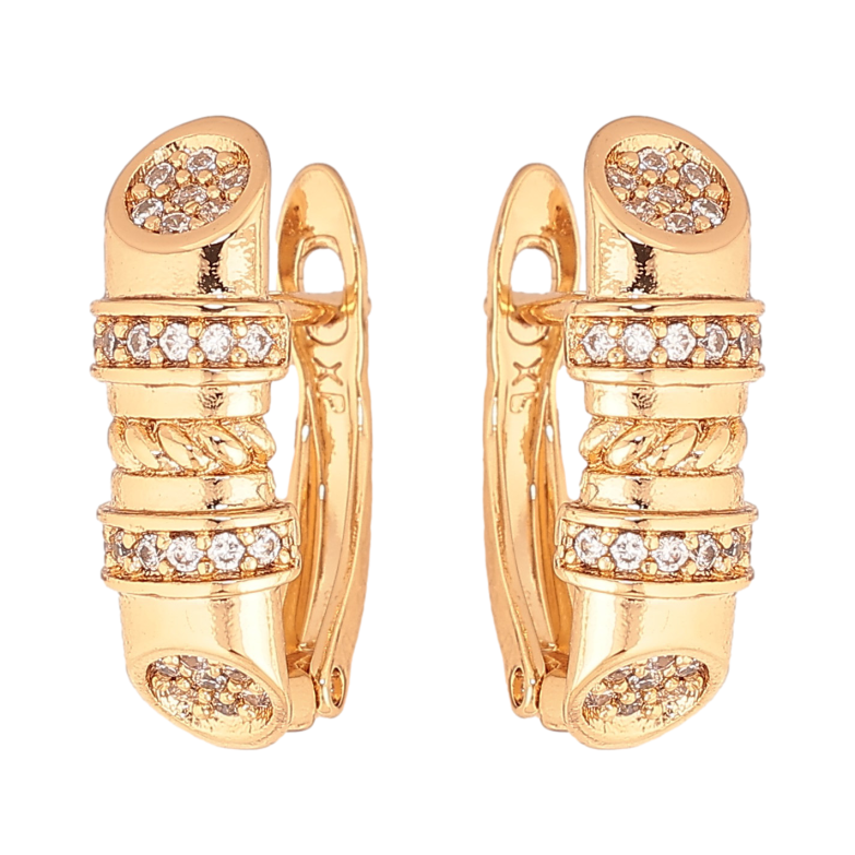 Сережки Xuping колір Позолота 18K англійський замок "Візерунок з кристалами" фото №1