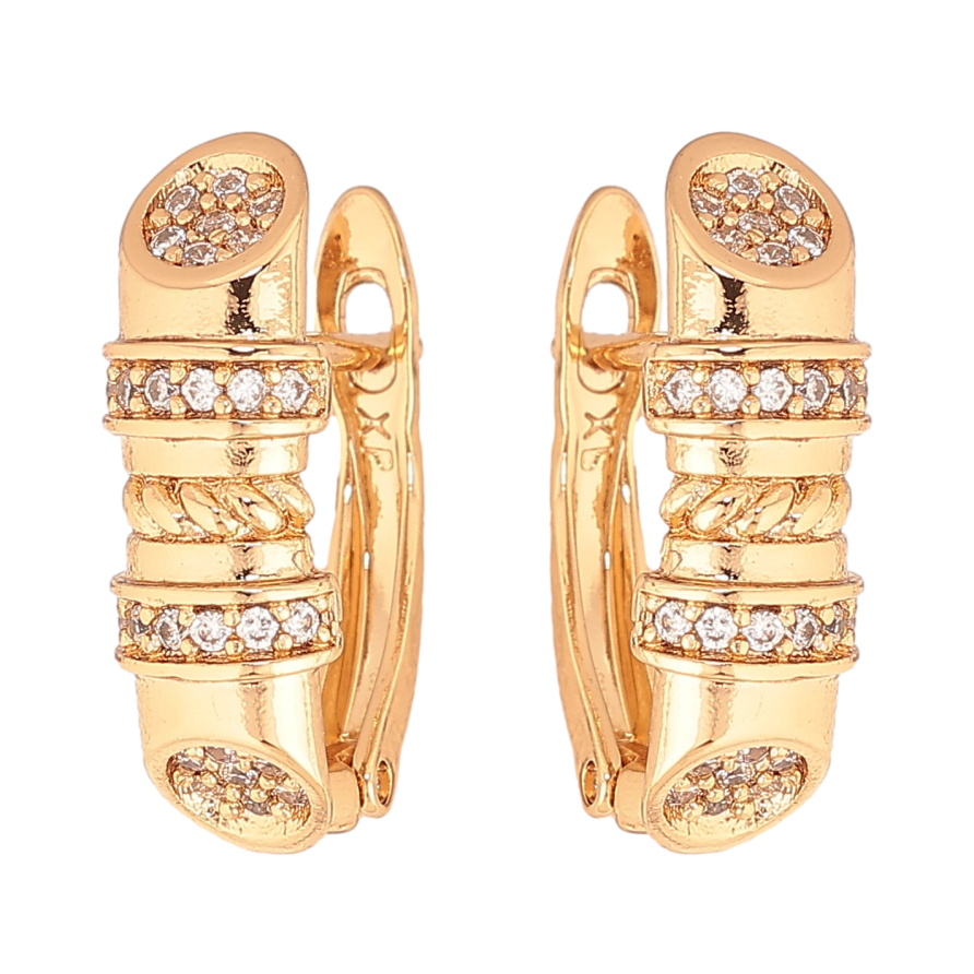 Сережки Xuping колір Позолота 18K англійський замок "Візерунок з кристалами" фото №1