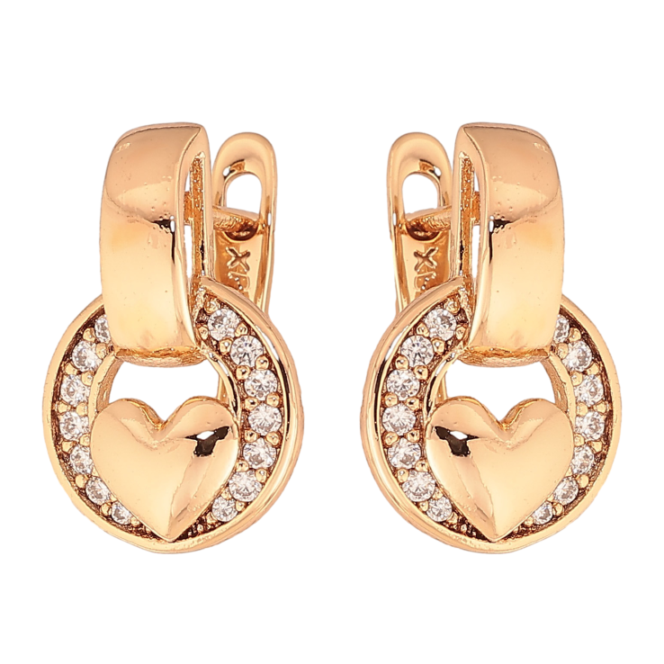 Сережки Xuping колір Позолота 18K англійський замок "Кільця з сердечками" фото №17