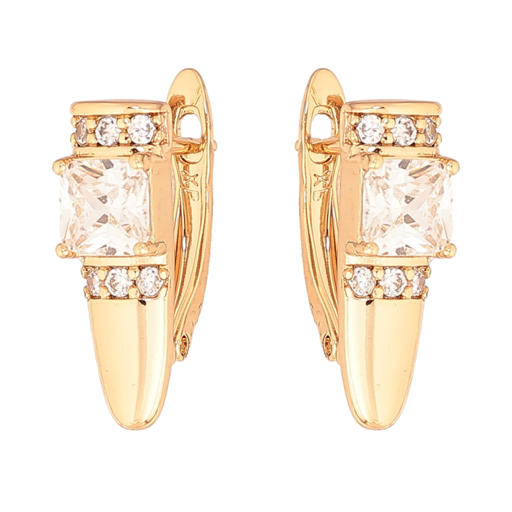 Серьги Xuping цвет Позолота 18K английский замок "Узор с кристаллами" фото №2