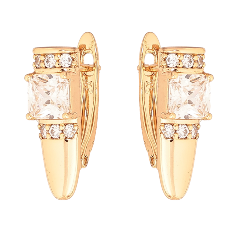 Серьги Xuping цвет Позолота 18K английский замок "Узор с кристаллами" фото №1