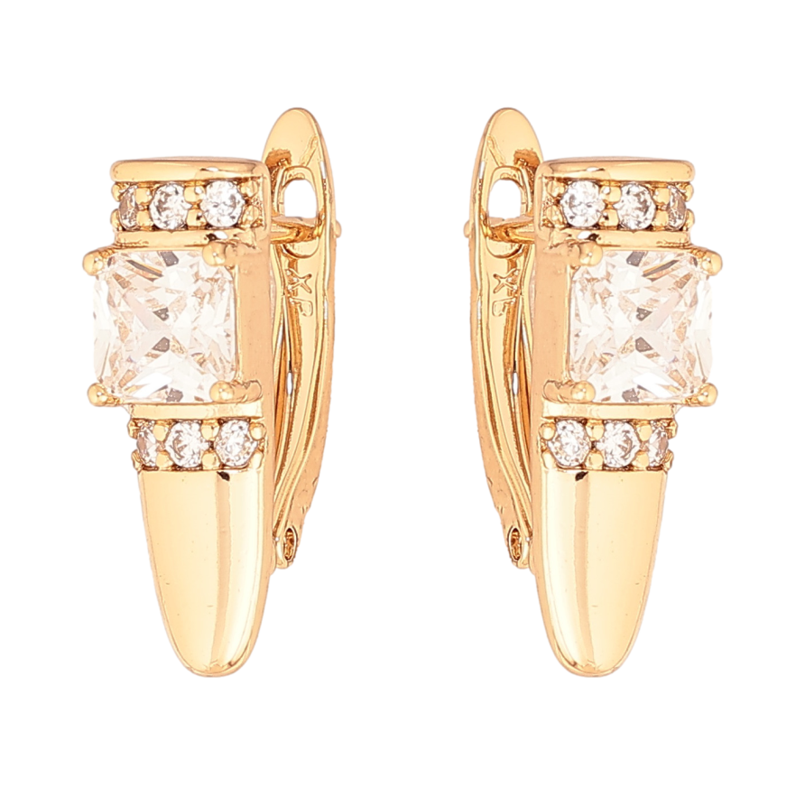 Серьги Xuping цвет Позолота 18K английский замок "Узор с кристаллами" фото №1