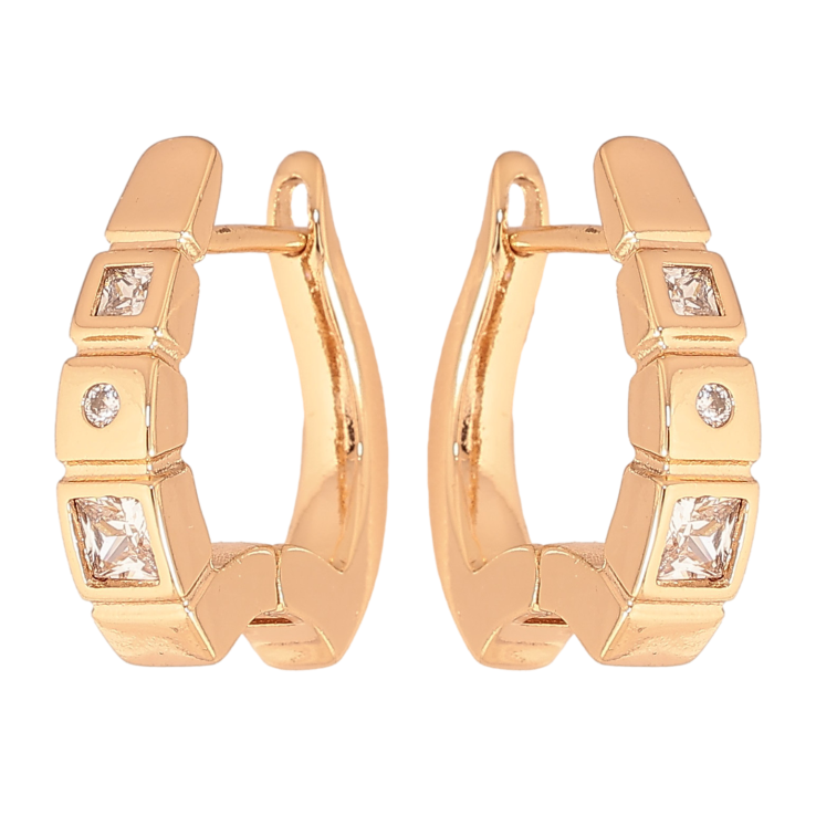 Сережки Xuping колір Позолота 18К англійський замок "Візерунок з кристалами" фото №12