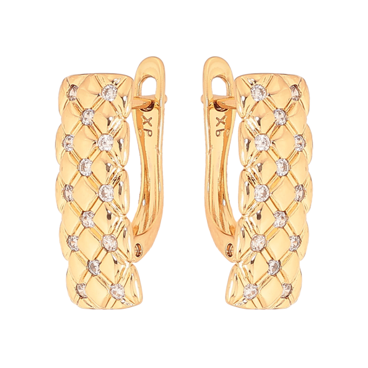 Сережки Xuping колір Позолота 18К англійський замок "Візерунок з кристалами" фото №6 Сережки Xuping колір Позолота 18К англійський замок "Візерунок з кристалами" фото №6