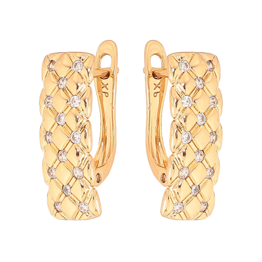 Сережки Xuping колір Позолота 18К англійський замок "Візерунок з кристалами" фото №1