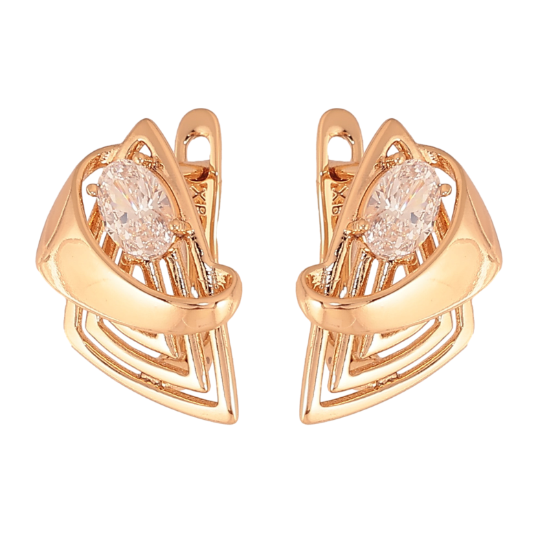 Сережки Xuping колір Позолота 18К англійський замок "Візерунок з кристалами" фото №1