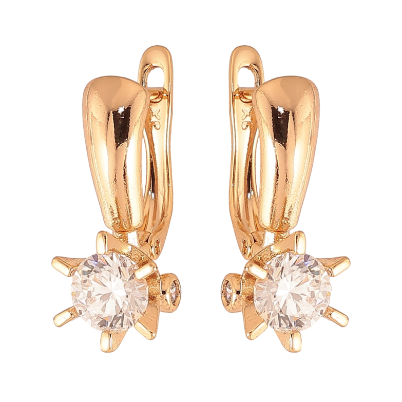 Сережки Xuping колір Позолота 18К англійський замок "Візерунок з кристалами" фото №1