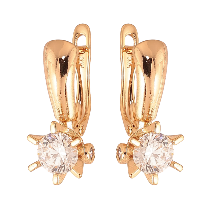 Сережки Xuping колір Позолота 18К англійський замок "Візерунок з кристалами" фото №1