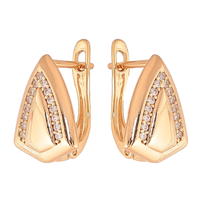 Сережки Xuping колір Позолота 18К англійський замок "Візерунок з кристалами" фото №6