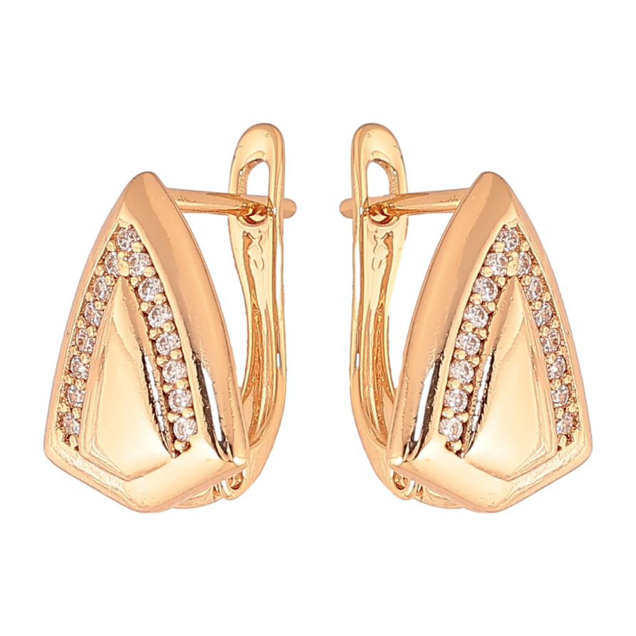 Сережки Xuping колір Позолота 18К англійський замок "Візерунок з кристалами" фото №1