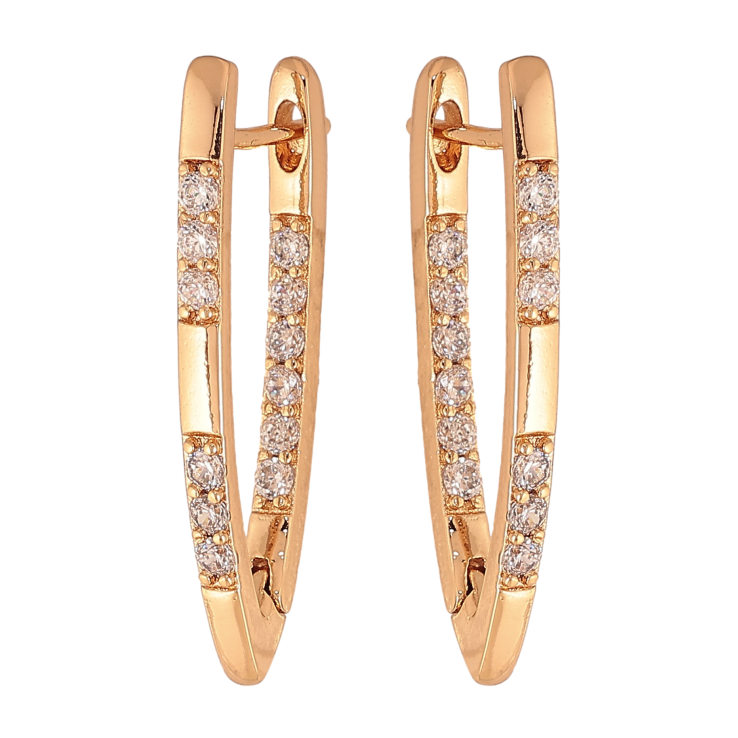 Серьги Xuping цвет Позолота 18К английский замок "Скобы с кристаллами" фото №25