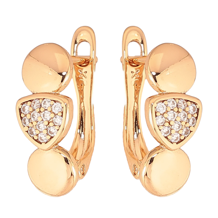 Серьги Xuping цвет Позолота 18K английский замок "Узор с кристаллами" фото №20