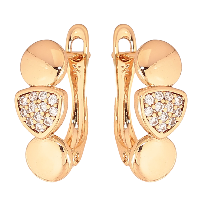 Серьги Xuping цвет Позолота 18K английский замок "Узор с кристаллами" фото №7