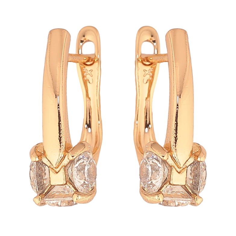 Сережки Xuping колір Позолота 18К англійський замок "Візерунок з кристалами" фото №1