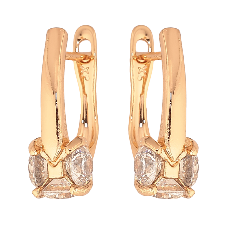 Сережки Xuping колір Позолота 18К англійський замок "Візерунок з кристалами" фото №1