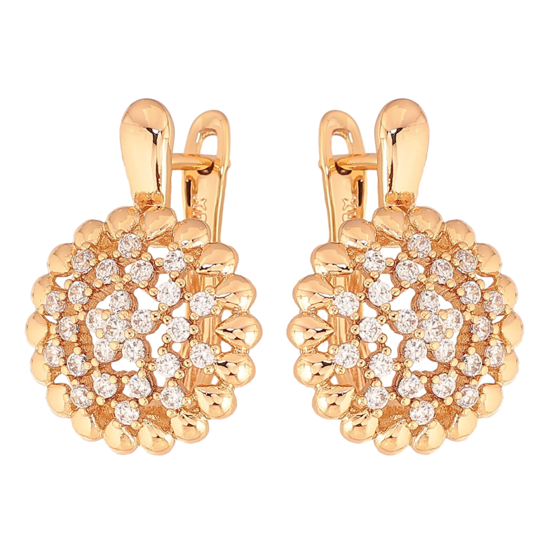 Серьги Xuping цвет Позолота 18K английский замок "Узор с кристаллами" фото №8