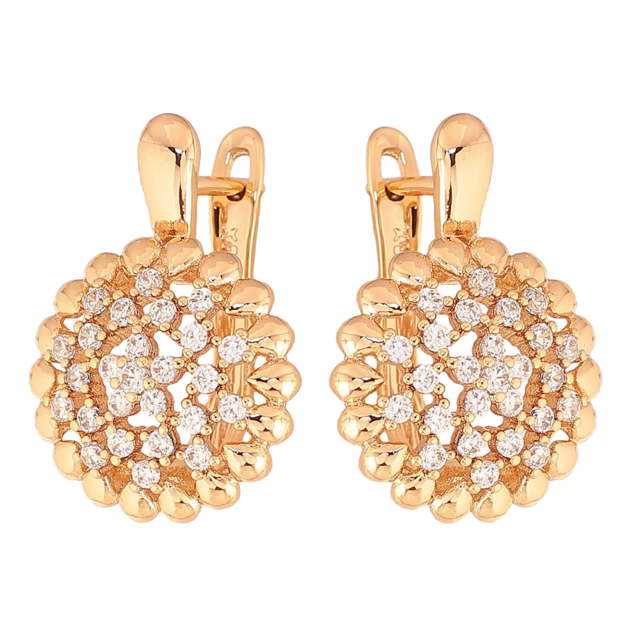 Сережки Xuping колір Позолота 18K англійський замок "Візерунок з кристалами" фото №1