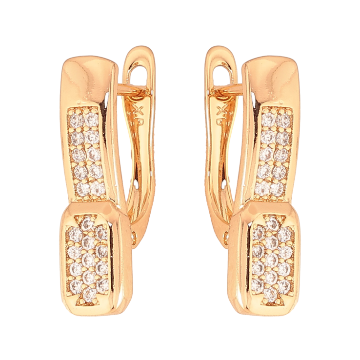 Сережки Xuping колір Позолота 18K англійський замок "Візерунок з інкрустацією кристалів" фото №24