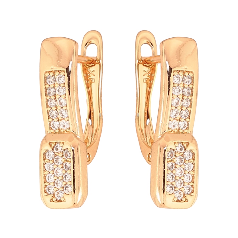 Сережки Xuping колір Позолота 18K англійський замок "Візерунок з інкрустацією кристалів" фото №1