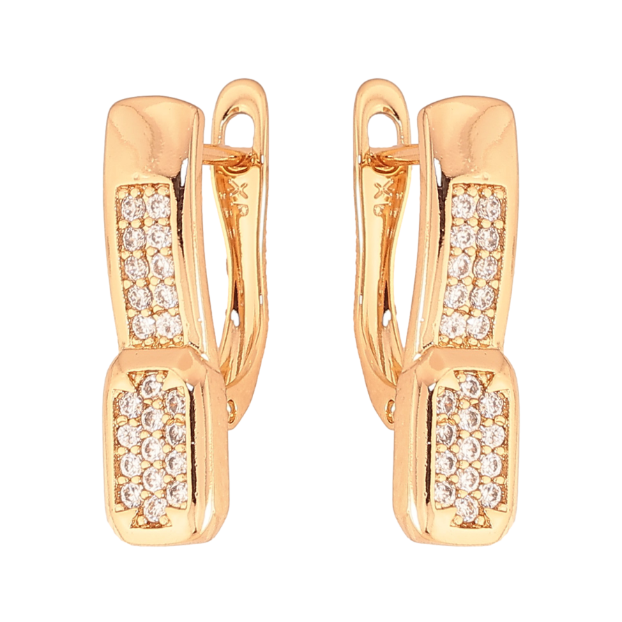 Сережки Xuping колір Позолота 18K англійський замок "Візерунок з інкрустацією кристалів" фото №1