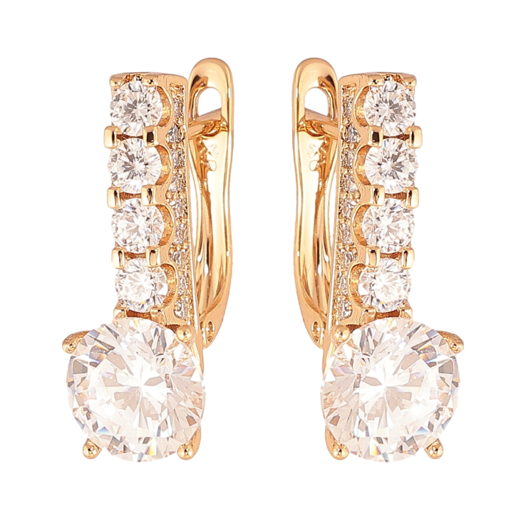 Серьги Xuping цвет Позолота 18K английский замок "Кристальные дорожки с кристаллами" фото №6 Серьги Xuping цвет Позолота 18K английский замок "Кристальные дорожки с кристаллами" фото №6