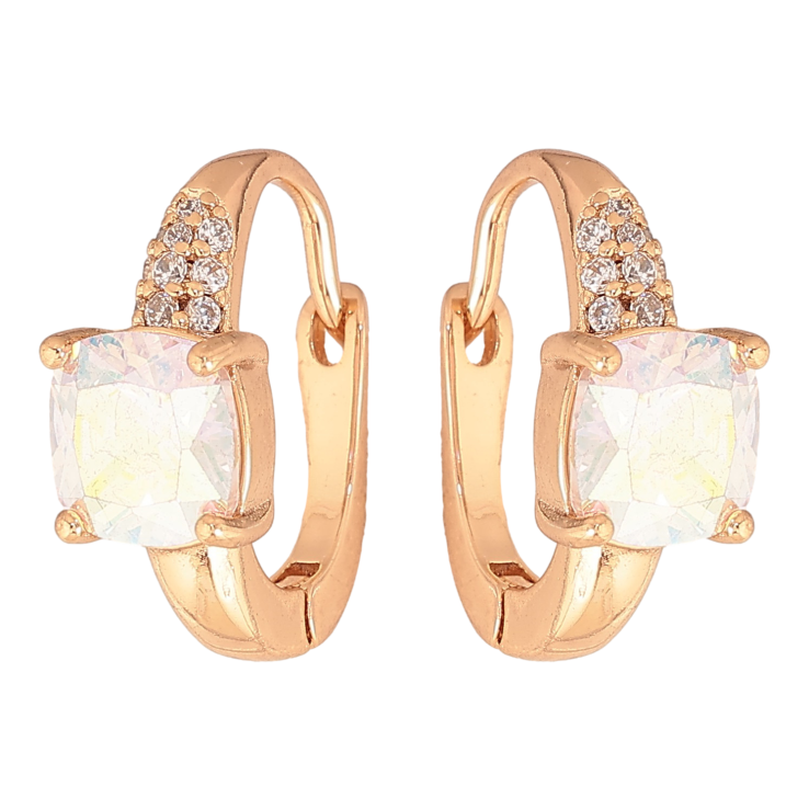 Серьги Xuping цвет Позолота 18К английский замок "Радужные кристаллы" фото №17