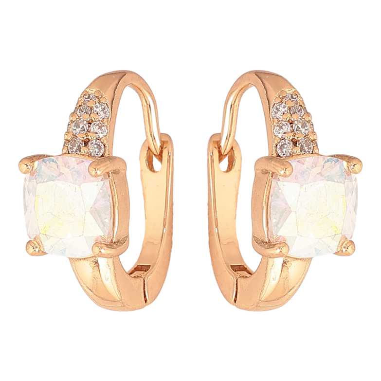 Серьги Xuping цвет Позолота 18К английский замок "Радужные кристаллы" фото №2