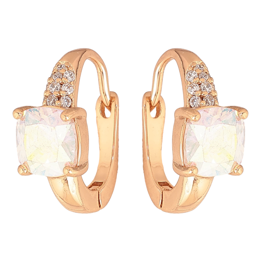 Серьги Xuping цвет Позолота 18К английский замок "Радужные кристаллы" фото №1