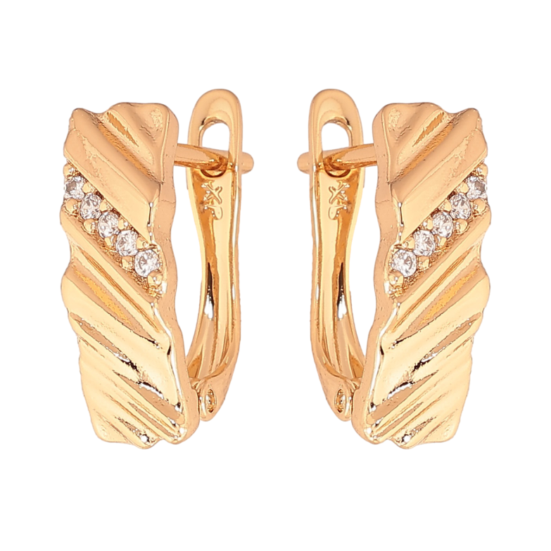 Серьги Xuping цвет Позолота 18K английский замок "Узор с кристаллами" фото №1