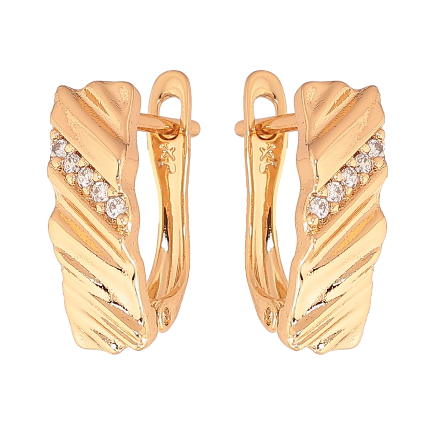 Серьги Xuping цвет Позолота 18K английский замок "Узор с кристаллами" фото №1