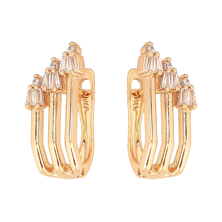 Сережки Xuping колір Позолота 18К англійський замок "Візерунок з кристалами" фото №3 Сережки Xuping колір Позолота 18К англійський замок "Візерунок з кристалами" фото №3