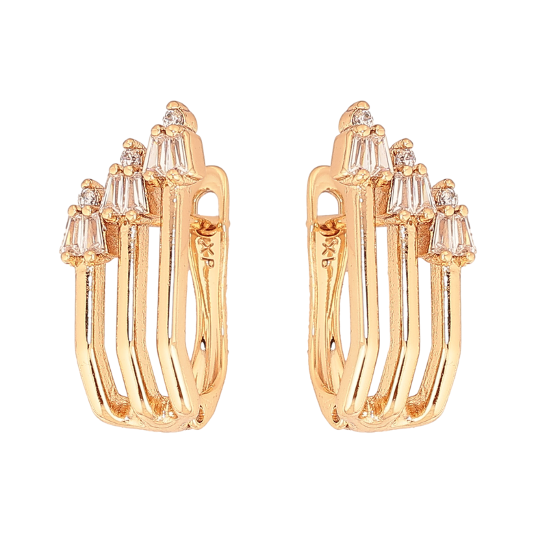 Сережки Xuping колір Позолота 18К англійський замок "Візерунок з кристалами" фото №1