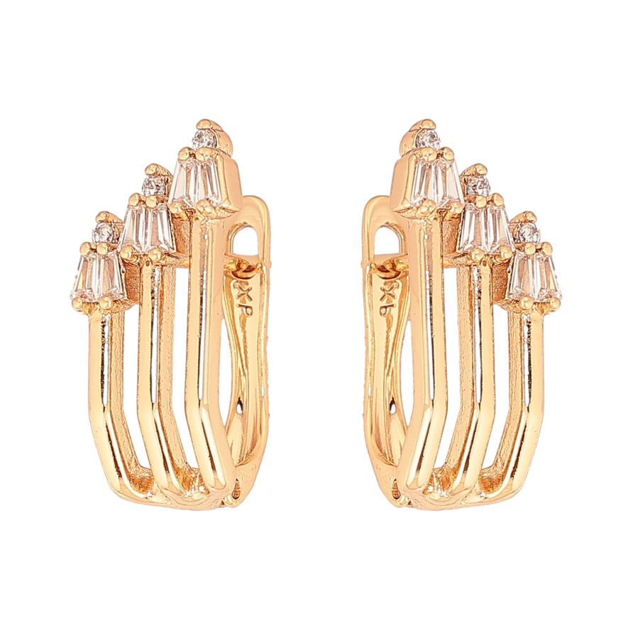 Сережки Xuping колір Позолота 18К англійський замок "Візерунок з кристалами" фото №1