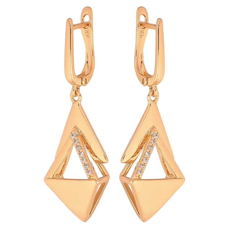 Серьги Xuping цвет Позолота 18К английский замок "Декоративные подвески с кристаллами" фото №25