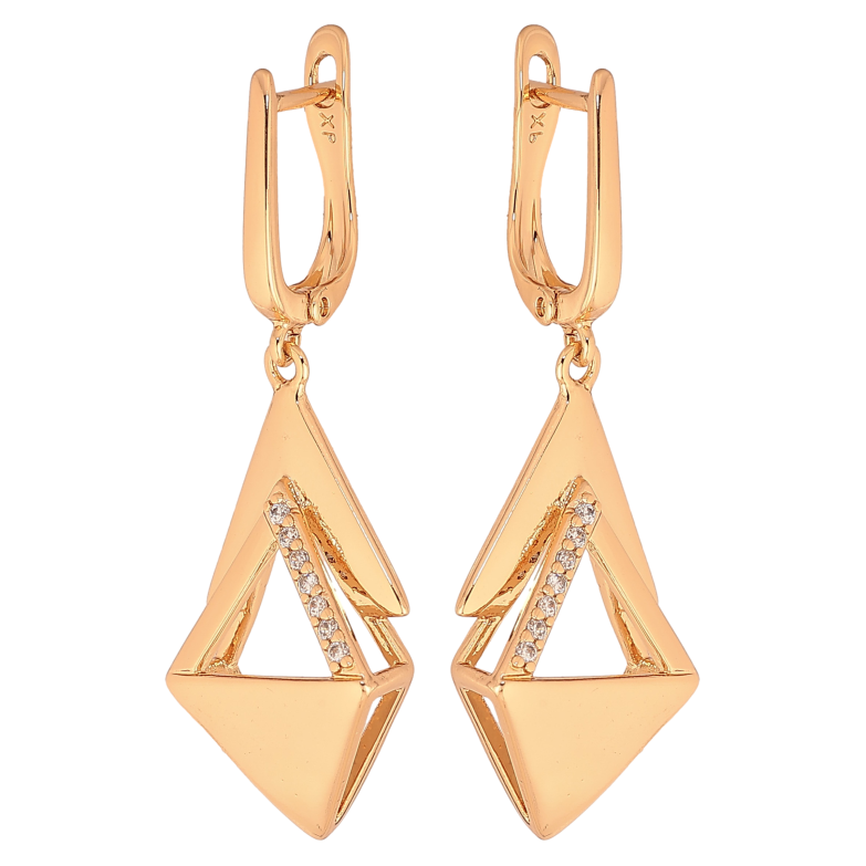 Серьги Xuping цвет Позолота 18К английский замок "Декоративные подвески с кристаллами" фото №1