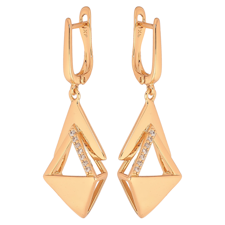 Серьги Xuping цвет Позолота 18К английский замок "Декоративные подвески с кристаллами" фото №1