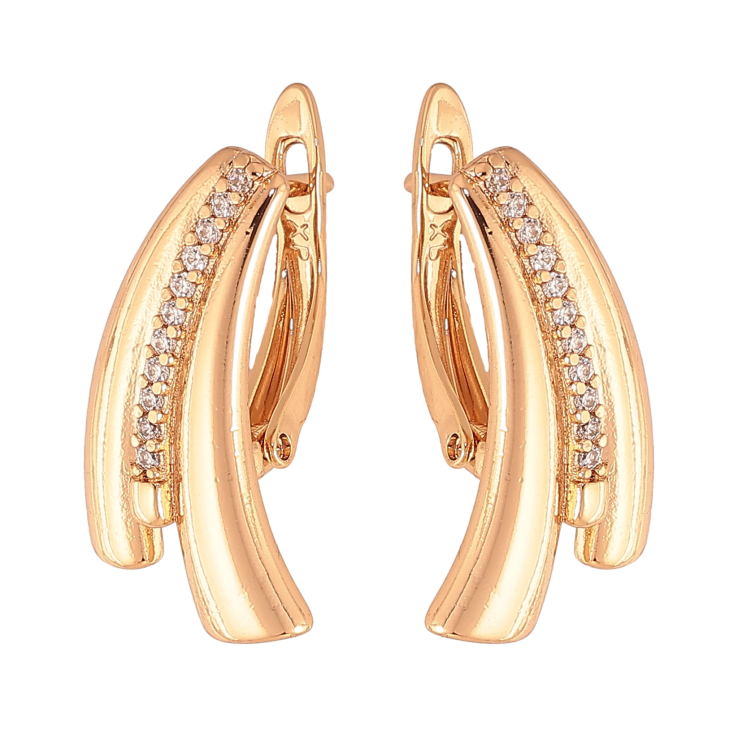 Сережки Xuping колір Позолота 18К англійський замок "Візерунок з кристалами" фото №24 Сережки Xuping колір Позолота 18К англійський замок "Візерунок з кристалами" фото №24