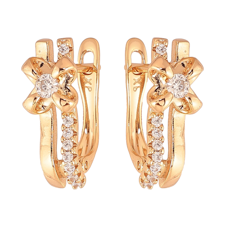 Сережки Xuping колір Позолота 18К англійський замок "Візерунок з кристалами" фото №4 Сережки Xuping колір Позолота 18К англійський замок "Візерунок з кристалами" фото №4