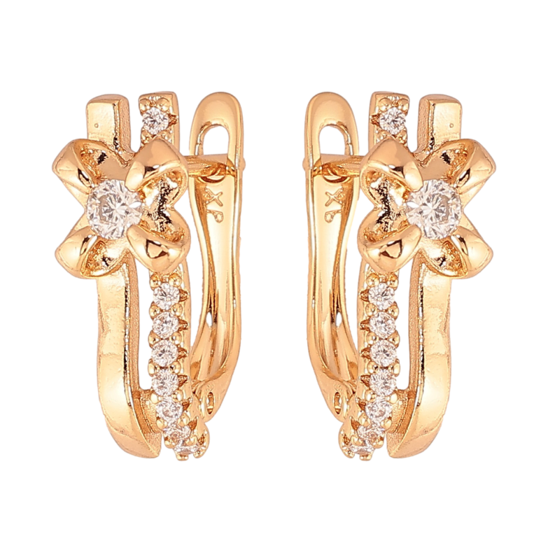 Сережки Xuping колір Позолота 18К англійський замок "Візерунок з кристалами" фото №1